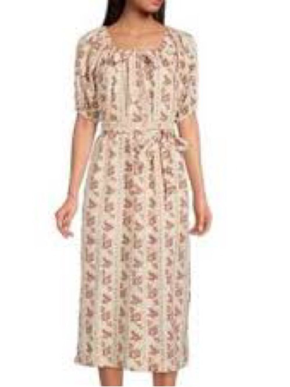 A LOVES A Floral Stripe Off-The-Shoulder Midi Dress | Size Medium
